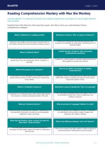 Free Reading Comprehension Flashcards | Year 6 Core | BookFlik