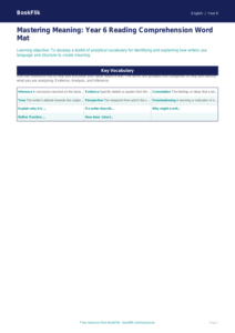 Free Reading Comprehension Word Mat | Year 6 Core | BookFlik