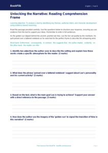 Free Reading Comprehension Writing Frame | Year 6 Core | BookFlik