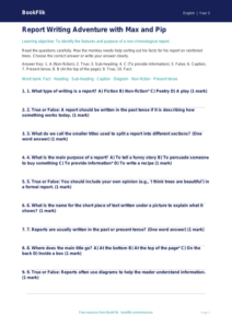 Free Report Writing Quiz | Year 3 Core | BookFlik