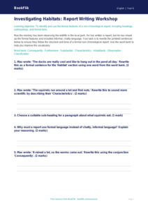 Free Report Writing Activity Sheet | Year 6 Core | BookFlik