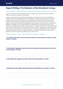 Free Report Writing Comprehension | Year 6 Core | BookFlik