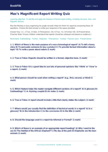 Free Report Writing Quiz | Year 6 Core | BookFlik