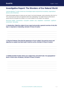 Free Report Writing Template | Year 6 Core | BookFlik