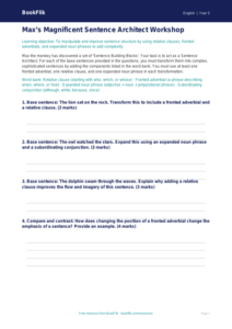 Free Sentence Structure Activity Sheet | Year 5 Greater Depth | BookFlik