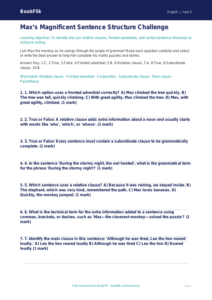 Free Sentence Structure Quiz | Year 5 Greater Depth | BookFlik