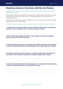 Free Sentence Structure Worksheet | Year 5 Greater Depth | BookFlik