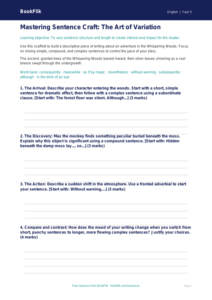 Free Sentence Structure Writing Frame | Year 5 Greater Depth | BookFlik