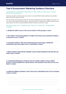 Free Sentence Structure Assessment | Year 6 Core | BookFlik