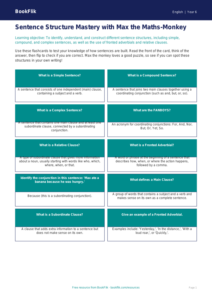 Free Sentence Structure Flashcards | Year 6 Core | BookFlik