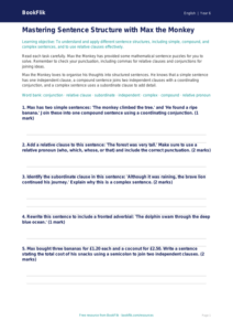 Free Sentence Structure Worksheet | Year 6 Core | BookFlik