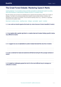 Free Speech Marks Activity Sheet | Year 5 Greater Depth | BookFlik