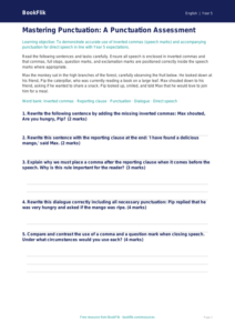 Free Speech Marks Assessment | Year 5 Greater Depth | BookFlik