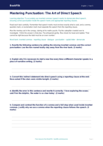 Free Speech Marks Worksheet | Year 5 Greater Depth | BookFlik