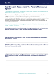 Free Speech Writing Assessment | Year 5 Greater Depth | BookFlik