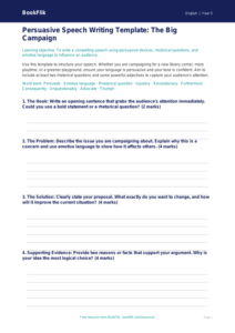 Free Speech Writing Template | Year 5 Greater Depth | BookFlik