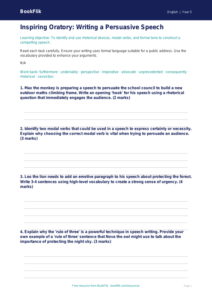 Free Speech Writing Worksheet | Year 5 Greater Depth | BookFlik