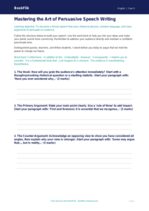 Free Speech Writing Writing Frame | Year 5 Greater Depth | BookFlik