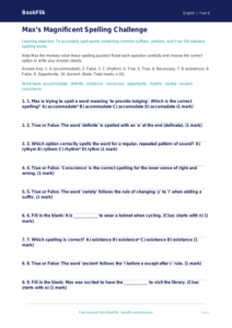 Free Year 6 Spelling Quiz Worksheet | Printable PDF | BookFlik