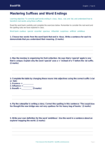Free Spelling Worksheet | Year 6 Core | BookFlik