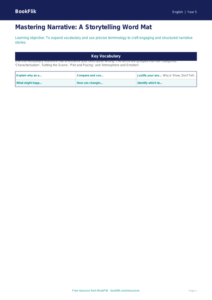 Free Stories Word Mat | Year 5 Greater Depth | BookFlik