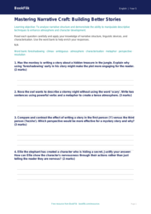 Free Stories Worksheet | Year 5 Greater Depth | BookFlik
