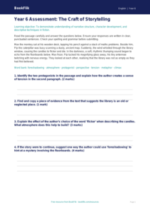 Free Year 6 Stories Assessment Worksheet | BookFlik