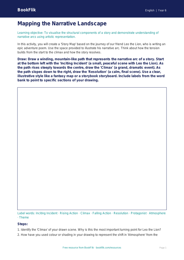 Free Stories Drawing Sheet | Year 6 Core | BookFlik worksheet preview — English Stories