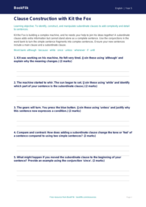 Free Subordinate Clauses Activity Sheet | Year 5 Greater Depth | BookFlik