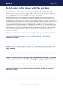 Free Subordinate Clauses Comprehension | Year 5 Greater Depth | BookFlik