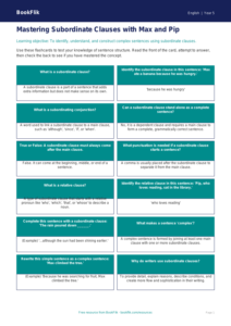 Free Subordinate Clauses Flashcards | Year 5 Greater Depth | BookFlik