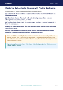Free Subordinate Clauses Poster | Year 5 Greater Depth | BookFlik