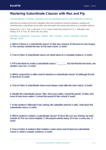 Free Subordinate Clauses Quiz | Year 5 Greater Depth | BookFlik
