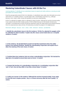 Free Subordinate Clauses Track Sheet | Year 5 Greater Depth | BookFlik