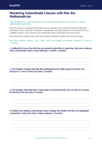 Free Subordinate Clauses Writing Frame | Year 5 Greater Depth | BookFlik