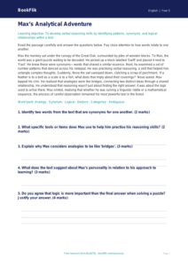 Free Verbal Reasoning Comprehension | Year 5 Greater Depth | BookFlik