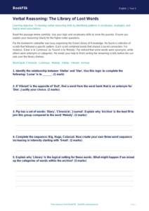 Free Verbal Reasoning Track Sheet | Year 5 Greater Depth | BookFlik