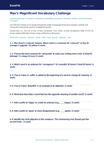 Free Vocabulary Quiz | Year 5 Greater Depth | BookFlik