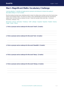 Free Vocabulary Activity Sheet | Year 6 Core | BookFlik
