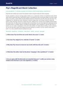 Free Vocabulary Comprehension Worksheet | Year 6 Core | BookFlik