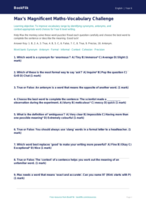 Free Vocabulary Quiz | Year 6 Core | BookFlik