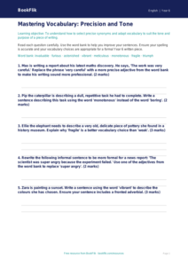 Free Vocabulary Worksheet | Year 6 Core | BookFlik