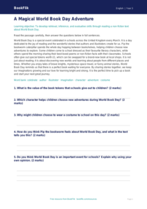 Free World Book Day Comprehension | Year 3 Core | BookFlik