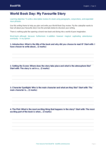 Free World Book Day Writing Frame | Year 3 Core | BookFlik