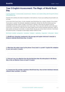 Free World Book Day Assessment | Year 5 Greater Depth | BookFlik
