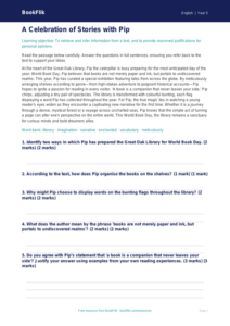 Free World Book Day Comprehension | Year 5 Greater Depth | BookFlik