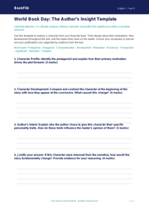 Free World Book Day Template | Year 5 Greater Depth | BookFlik