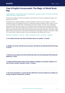 Free World Book Day Assessment | Year 6 Core | BookFlik