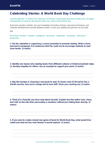 Free World Book Day Worksheet | Year 6 Core | BookFlik