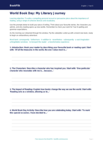 Free World Book Day Writing Frame | Year 6 Core | BookFlik